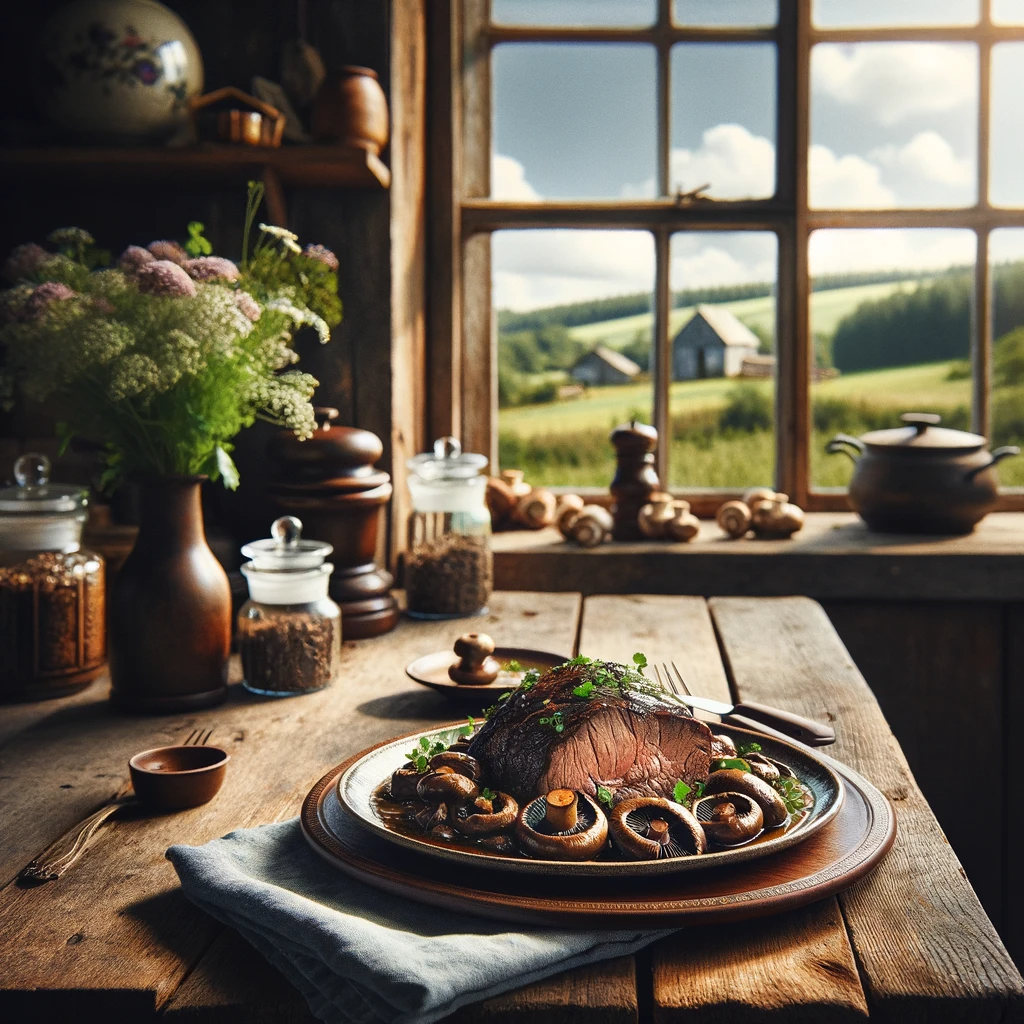 Beef Brisket with Mushroom Sauce